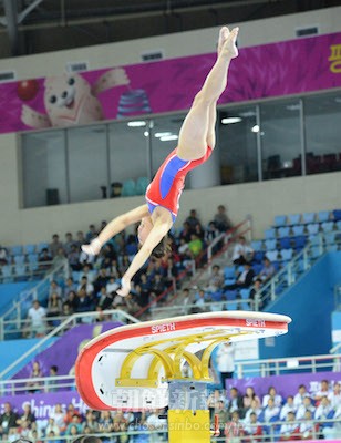 競技中のホン・ウンジョン選手（写真：盧琴順）