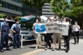 米大使館前で抗議行動／6・15日本地域委と日本の市民団体