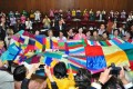국제녀성대행진에 참가할 대표단성원들, 조선녀성들과 교류
