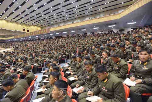 김정은원수님 지도밑에 조선인민군 제3차 대대장, 대대정치지도원대회가 평양에서 진행되였다.(조선중앙통신)