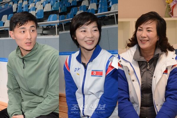 동포들과 함께 조국을 위하여/ 렴대옥, 한금철선수, 김현선감독